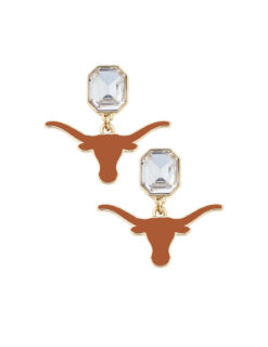 UT Rhinestone Enamel Logo Earrings