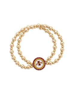ISU Pave Disc 2-Row Ball Bead Stretch Bracelet
