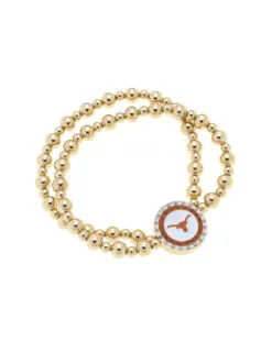 UT Pave Disc 2-Row Ball Bead Stretch Bracelet