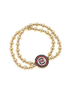 USC Pave Disc 2-Row Ball Bead Stretch Bracelet