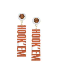 Hook 'Em Resin Block Letter Earrings