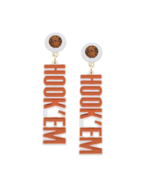 Hook 'Em Resin Block Letter Earrings