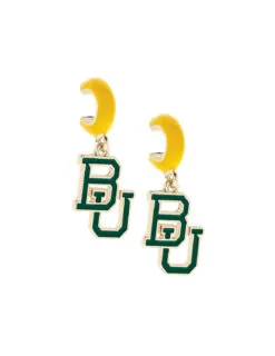 BU Enamel Logo Huggie Hoop Earrings