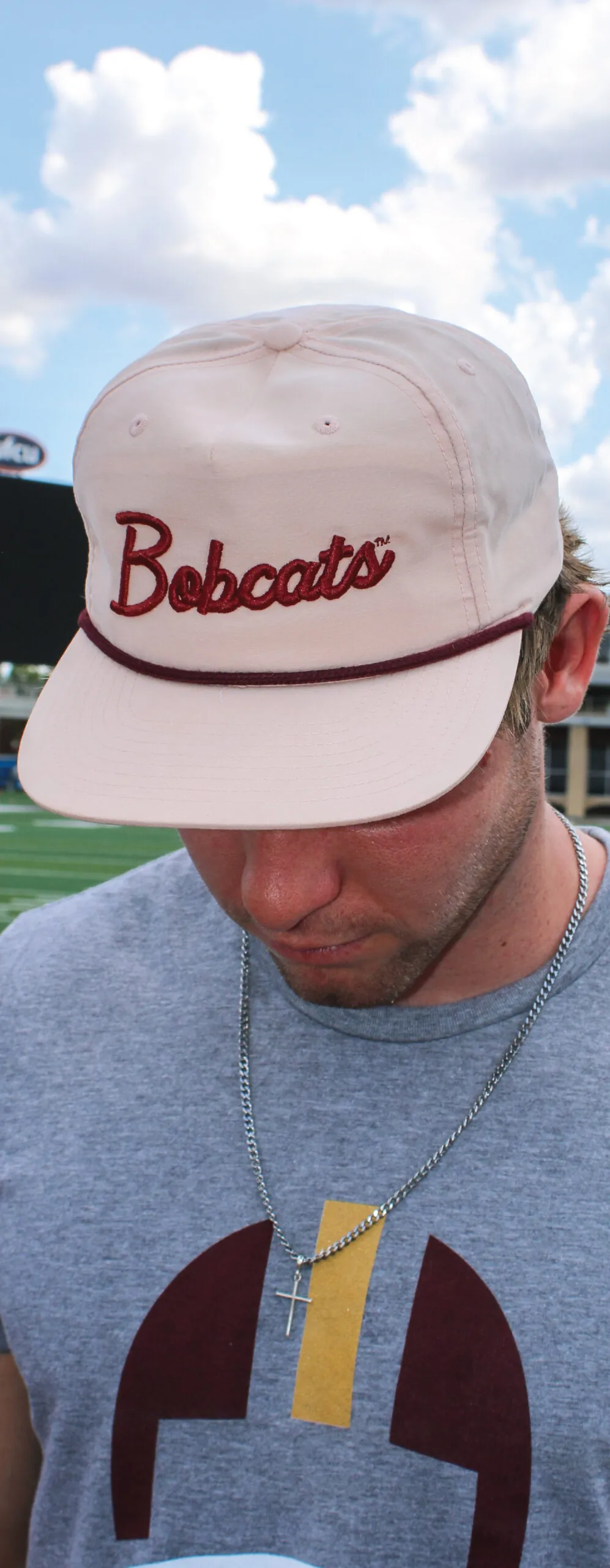 Man wearing Texas State apparel