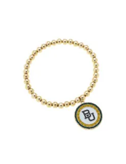 BU Pave Disc Ball Bead Stretch Bracelet