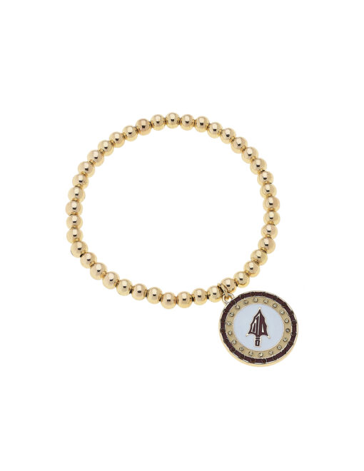 FSU Pave Disc Ball Bead Stretch Bracelet