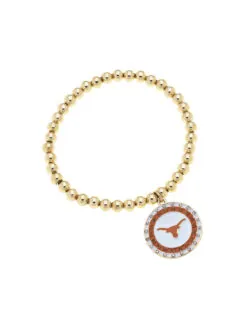 UT Pave Disc Ball Bead Stretch Bracelet