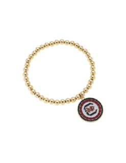 USC Pave Disc Ball Bead Stretch Bracelet