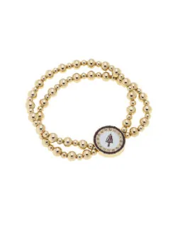 FSU Pave Disc 2-Row Ball Bead Stretch Bracelet