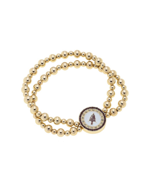 FSU Pave Disc 2-Row Ball Bead Stretch Bracelet