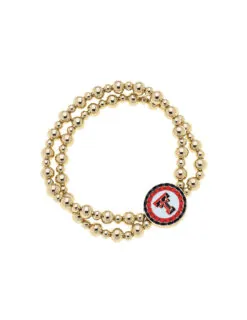 TTU Pave Disc 2-Row Ball Bead Stretch Bracelet