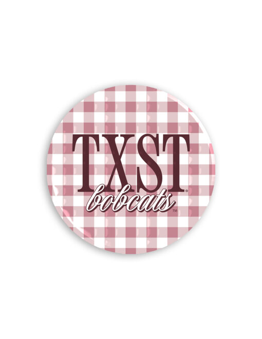 TXST 3" Gingham Button