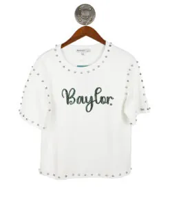 BU Sequin Script Jeweled Tee