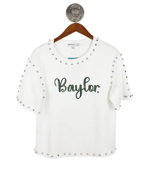 BU Sequin Script Jeweled Tee