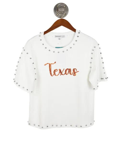 UT Sequin Script Jeweled Tee
