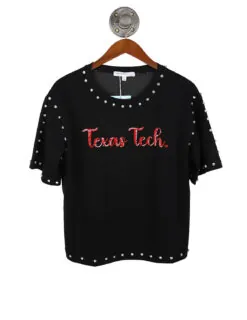 TTU Sequin Script Jeweled Tee